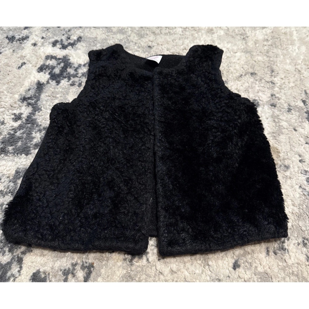 Wonder Nation Black One Front Polyester Fuzzy Vest Youth Girls Sz Medium 7 / 8